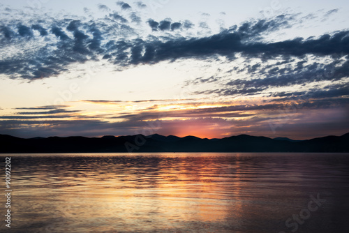 Beautiful sunset on pacific ocean - HDR