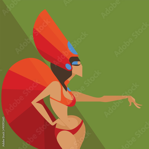 flat geometric design of dancing samba queen