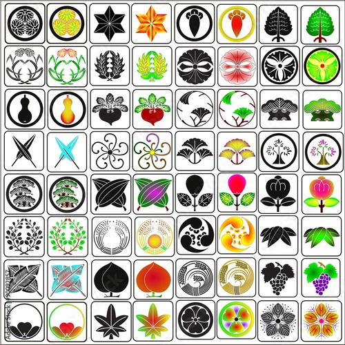Set of Japanese traditional crests