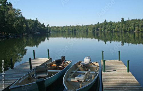 Valokuvatapetti Fishing Boats on Wilderness Lake