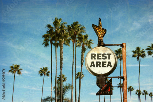 aged and worn vintage photo of rest area sign photo