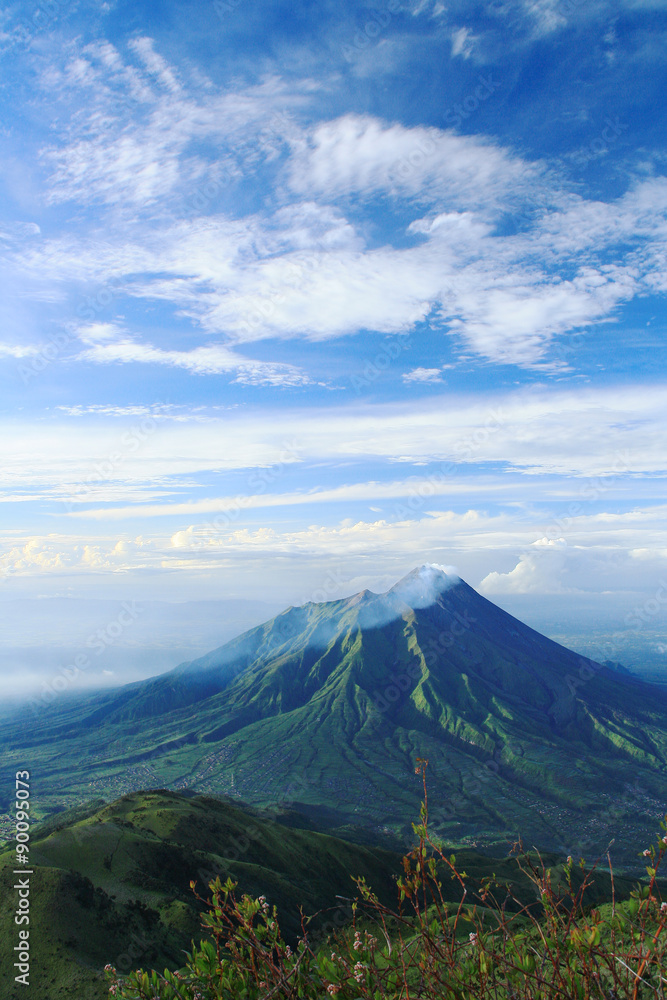 Mount Merapi with Blue Sky