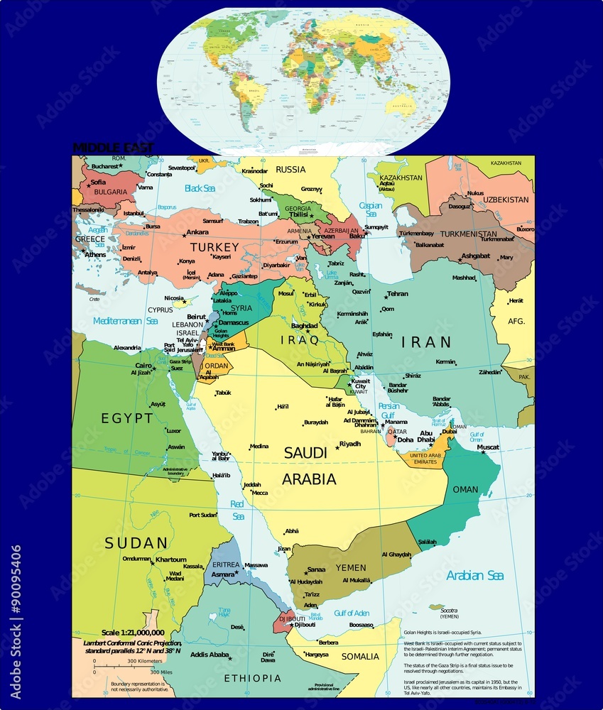World Middle East political divisions