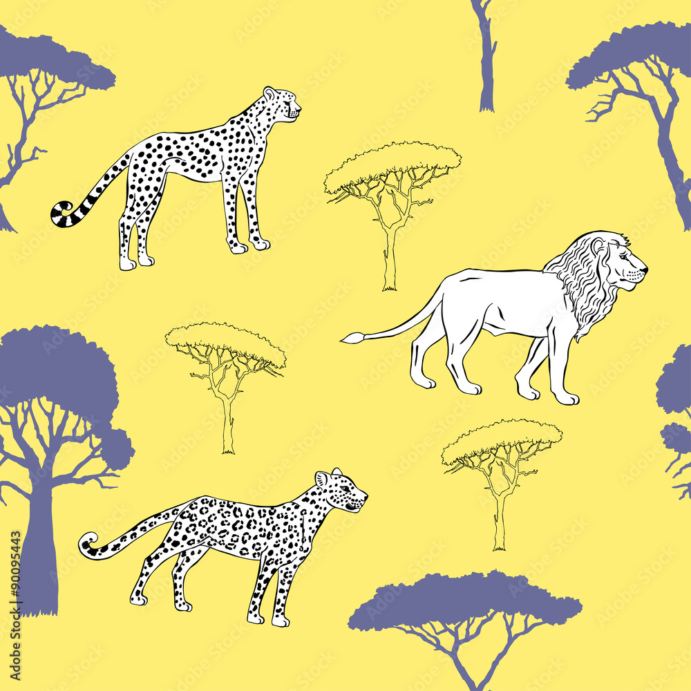 Seamless pattern with savanna animals-03