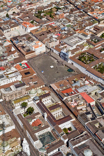 Aerial photo of old town in Quito, Ecuador