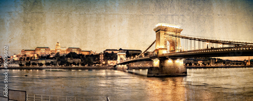 Vintage style panorama of the Chain bridge