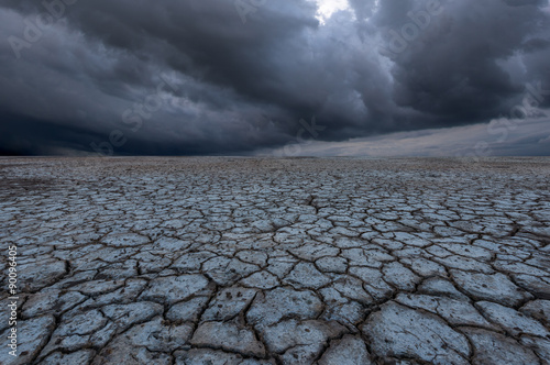 storm clouds and dry soil