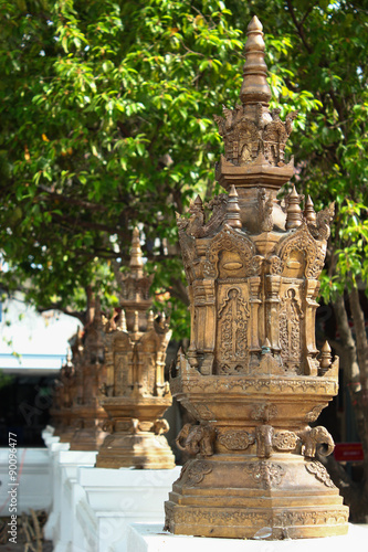 pagoda on temple wall at Big temple in Chiangmai,Thailand