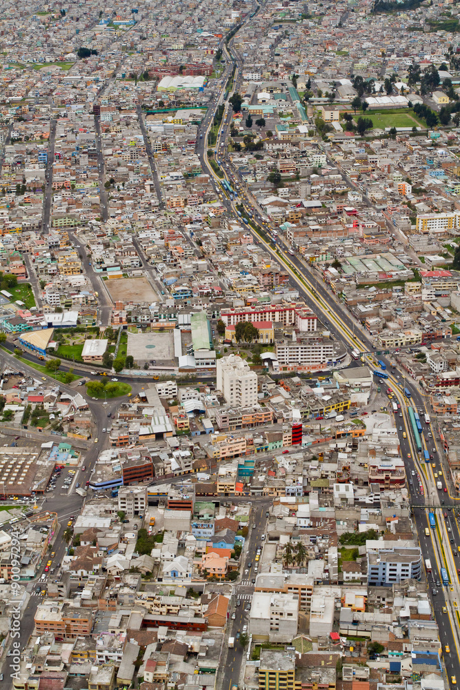 Aerial photo of the south of Quito, Ecuador