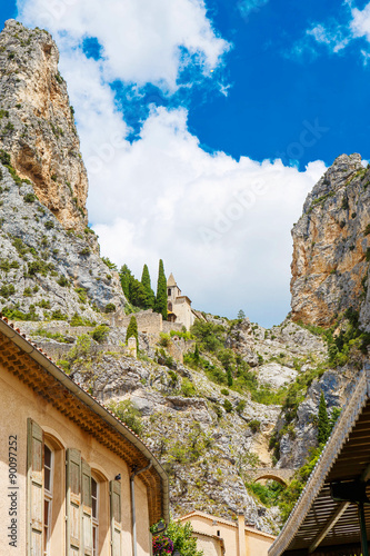 Provencal street with typical houses in southern France, Provenc photo