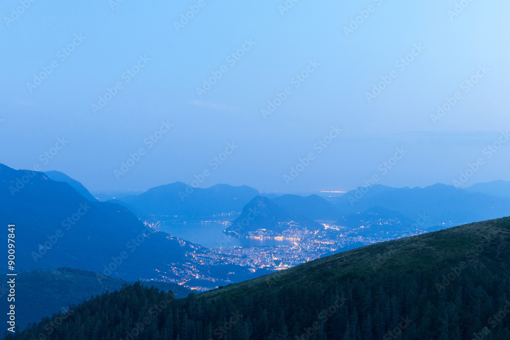 Gulf of Lugano viewed from Mt Baro