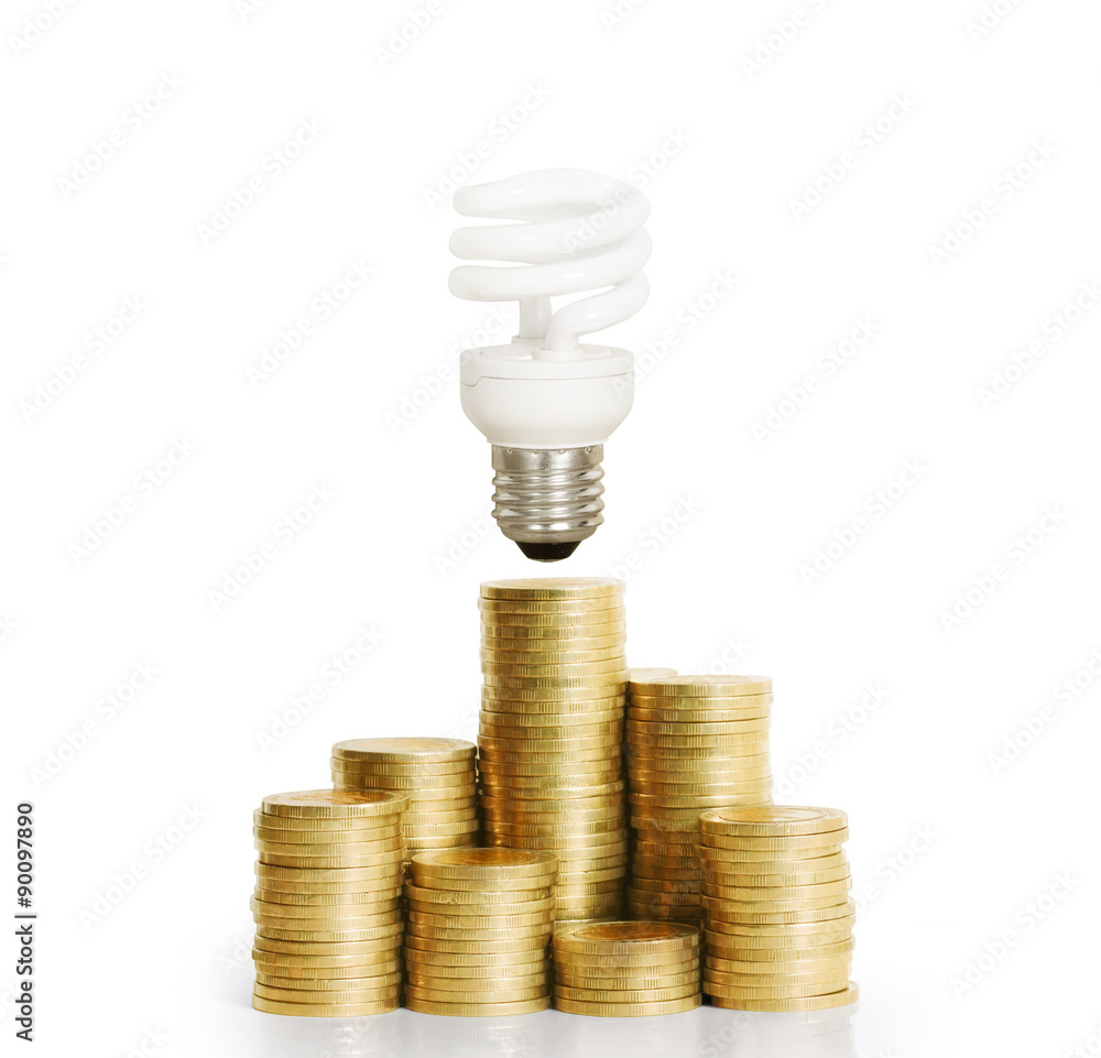 Bulb With Stack Of Coins Bulb With Stack Of Coins