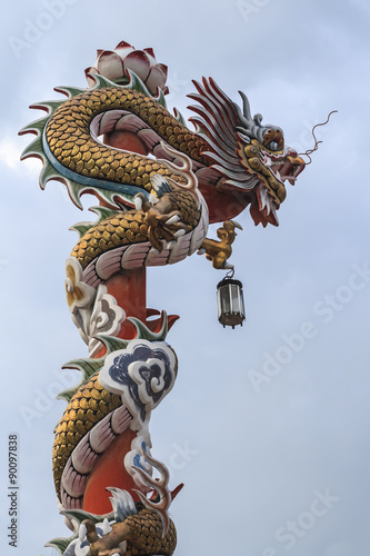 Chinese dragon on the red pole