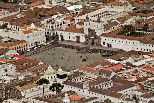 Aerial photo of old town in Quito, Ecuador
