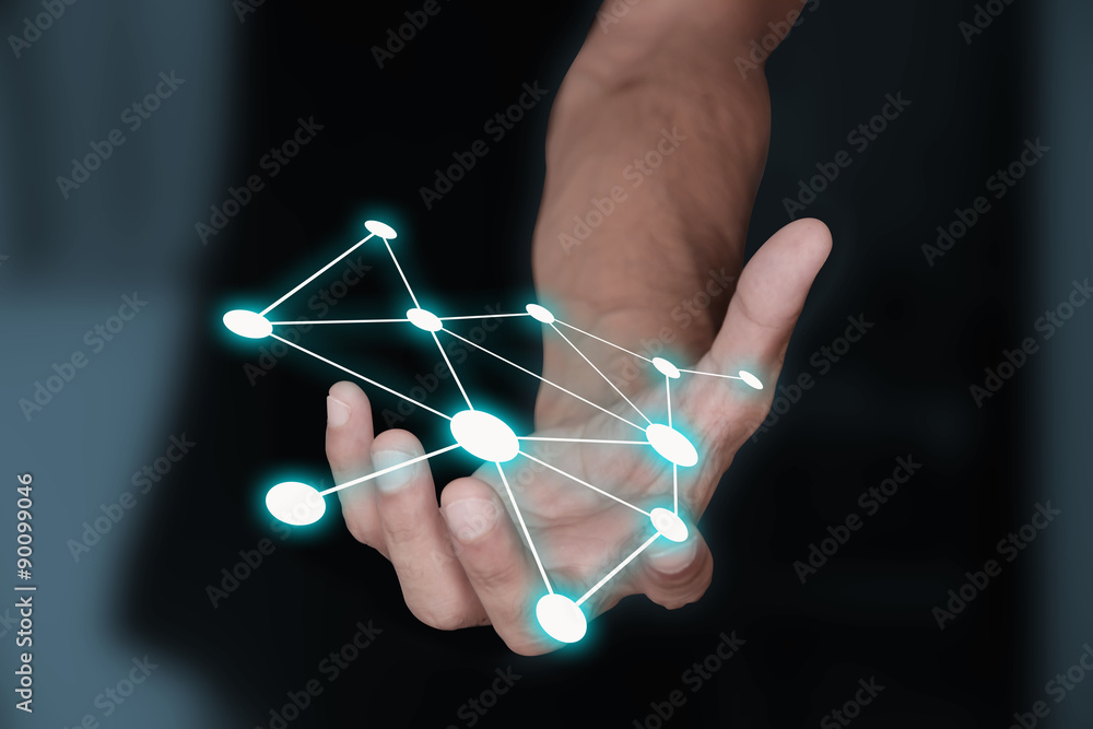 Fotografie mano, collegamenti,  connessione, informatica