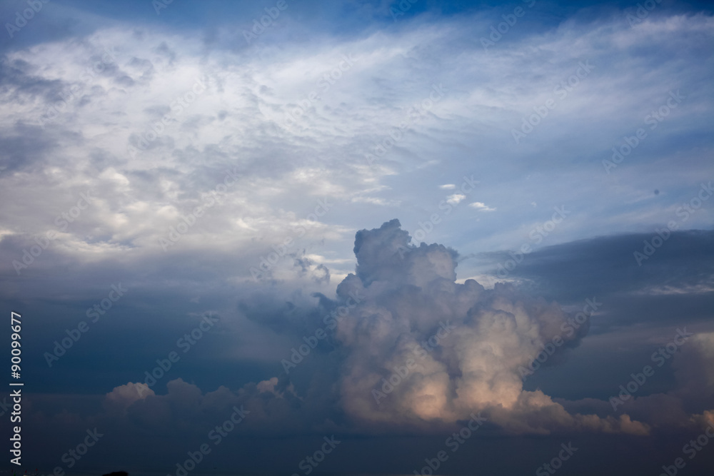 Clouds with shade and blue sky background.