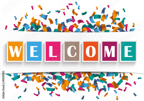 White Paper Banner Welcome Confetti