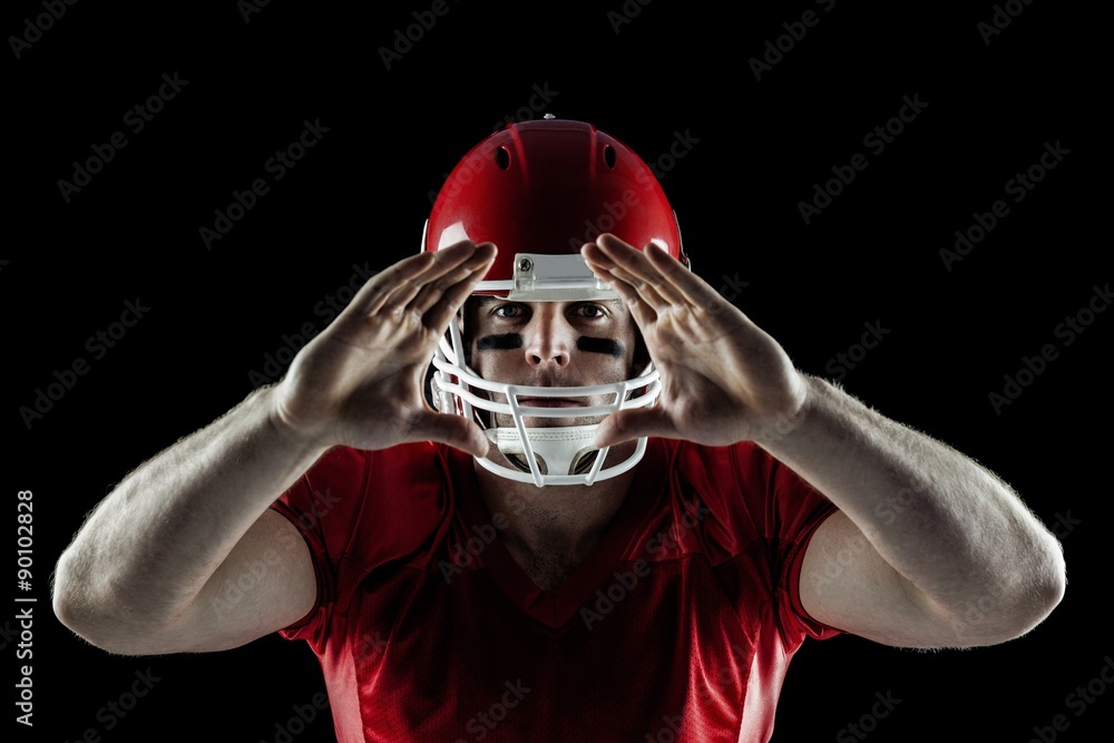 American football player making hand gesture