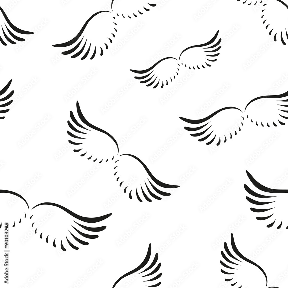 Pattern of curved angel wings. Pattern of curved angel wings.
