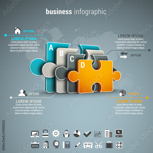 Business infographic made of puzzle.