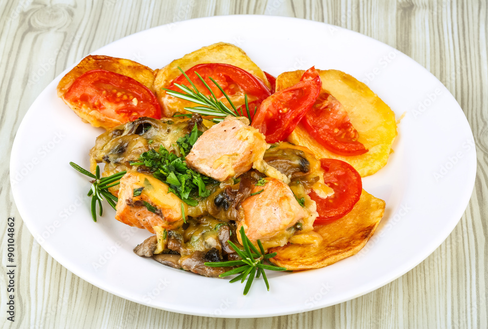 Salmon with grilled vegetables Salmon with grilled vegetables