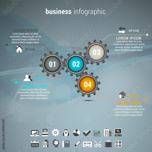 Business infographic made of gears.