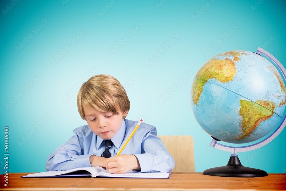 Composite image of cute pupil writing Composite image of cute pupil writing