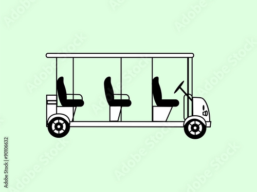 Golf white car several passengers