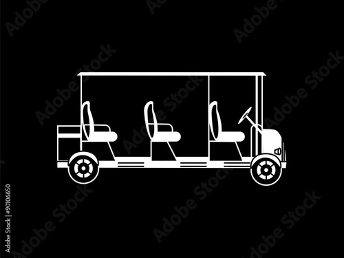 Golf white black silhouette car several passengers