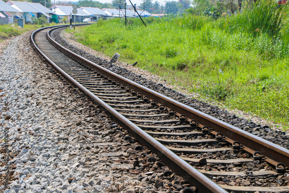 Fototapeta premium close-up railway tract in countryside
