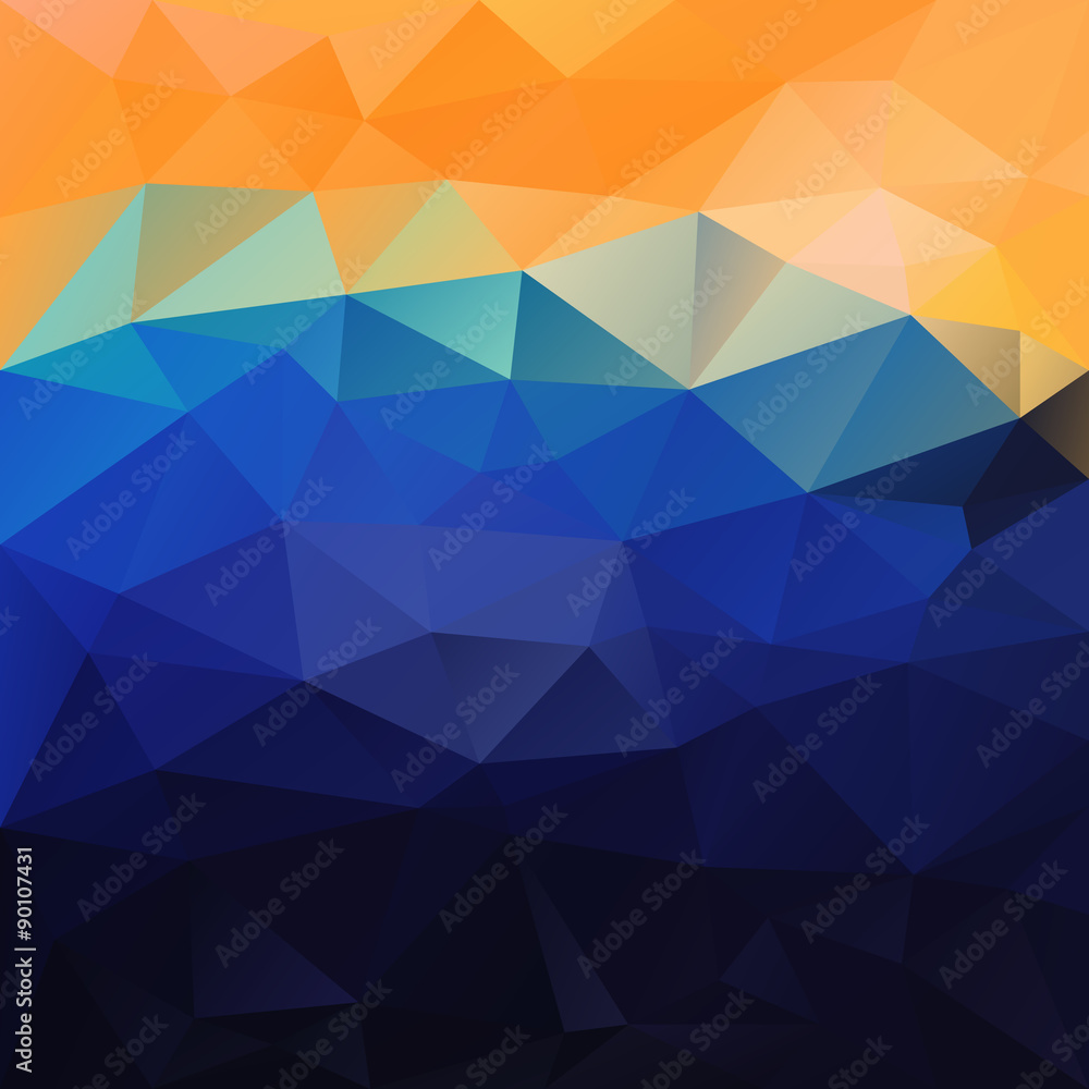 Fototapeta premium vector polygonal background - triangular design in sea colors - blue, yellow, orange