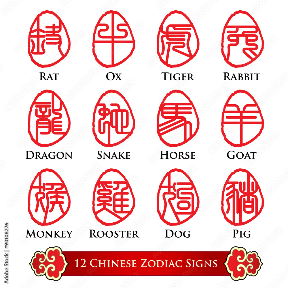 12 Chinese zodiac signs design 12 Chinese zodiac signs design