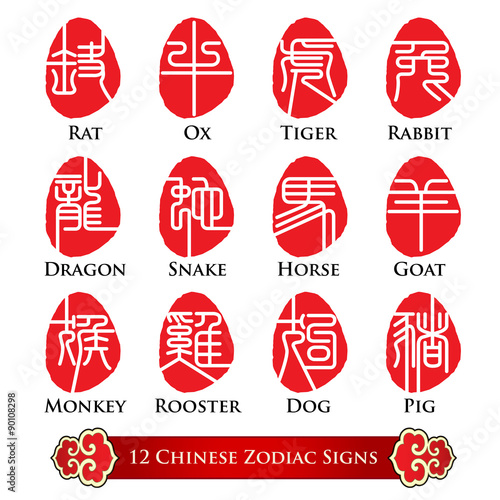 12 Chinese zodiac signs design