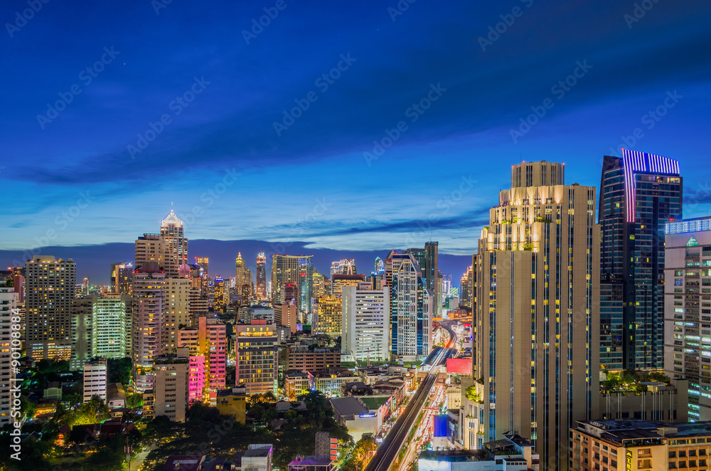 The Night city of bangkok Thailand