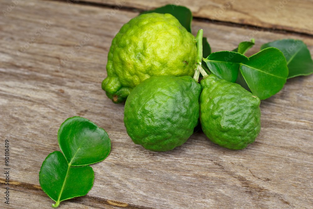 Bergamot on wooden background. Bergamot on wooden background.