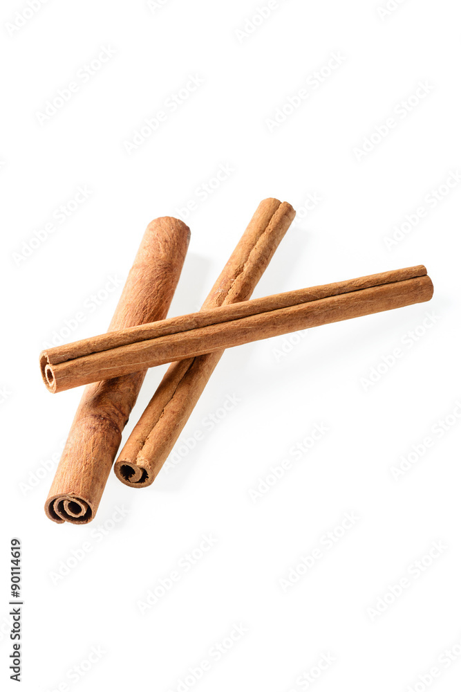 cinnamon sticks on white, (large depth of field, taken with tilt shift lens)