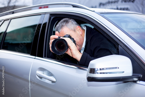 Man photographed from the car photo