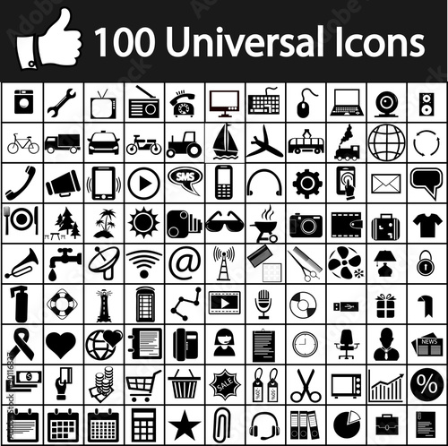 the hundred vector universal icons suitable for any website