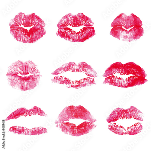 Red lips kisses prints elements