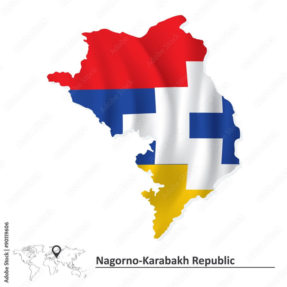 Map of Nagorno-Karabakh Republic with flag