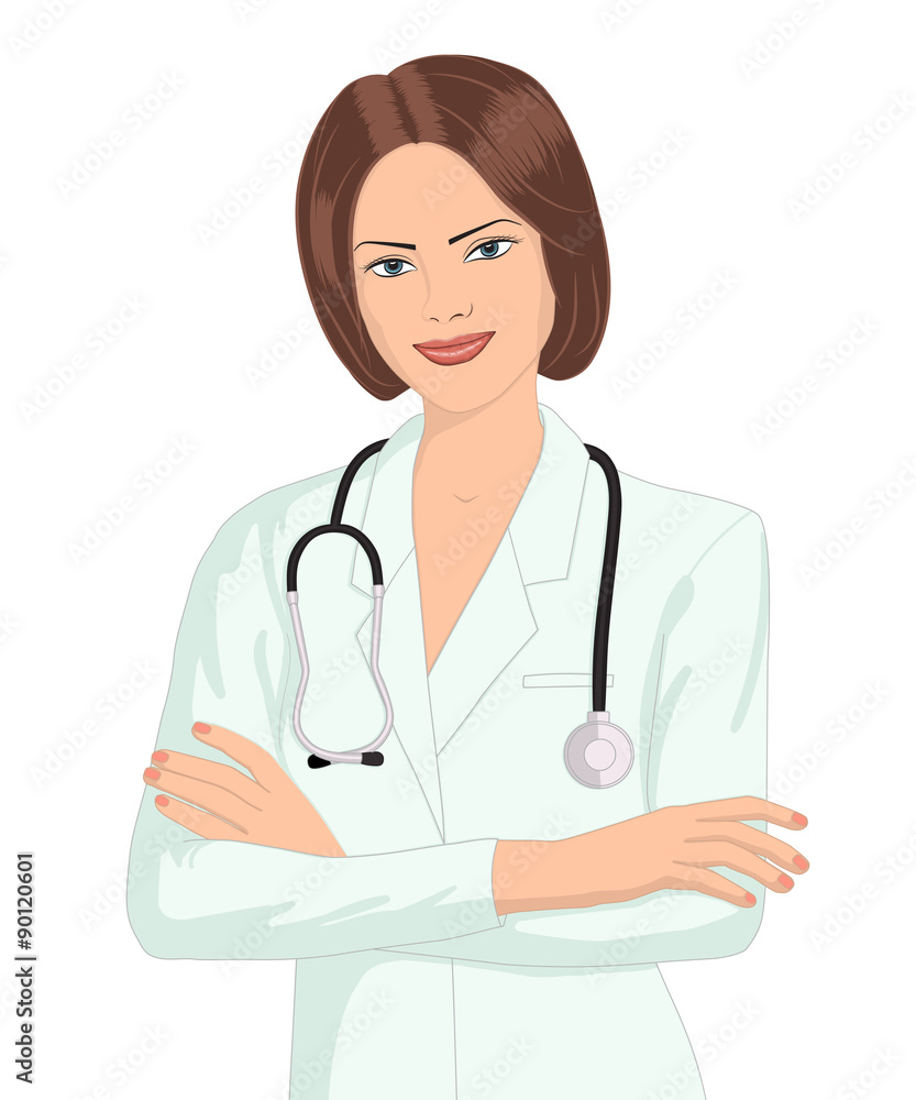 Woman doctor standing with stethoscope Woman doctor standing with stethoscope
