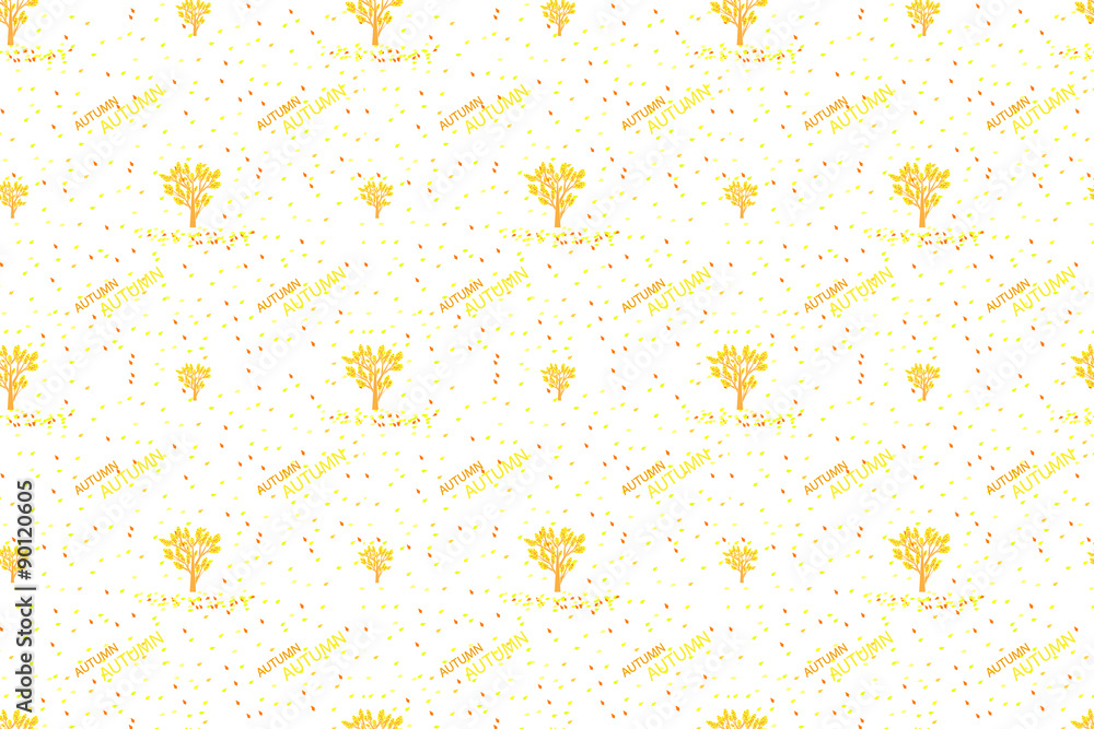Pattern Golden autumn trees and autumn leaves. Pattern Golden autumn trees and autumn leaves.