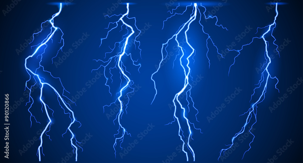 Lightnings set - obrazy, fototapety, plakaty 