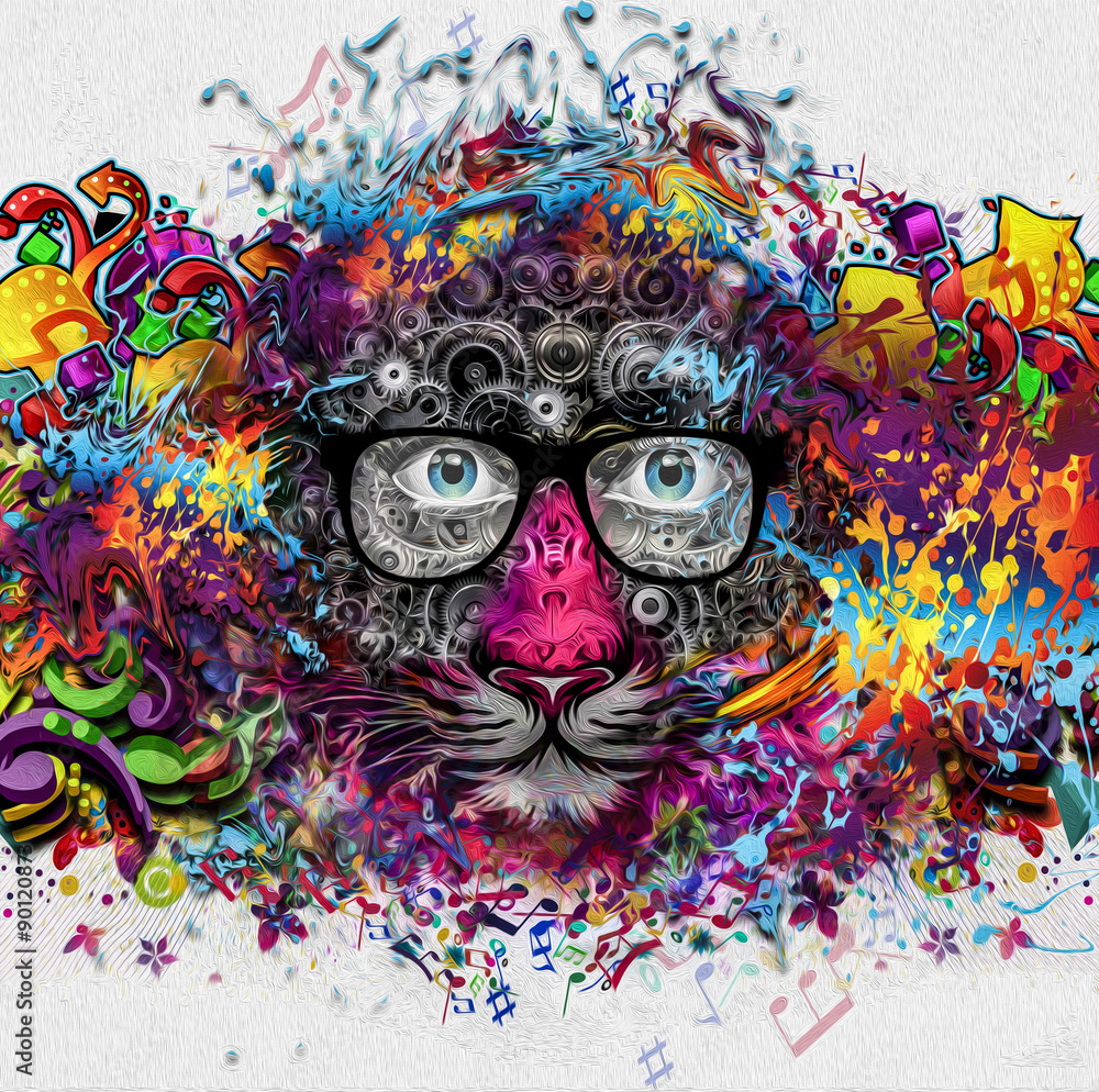 Obraz premium Тигр в очках.Розовая пантера