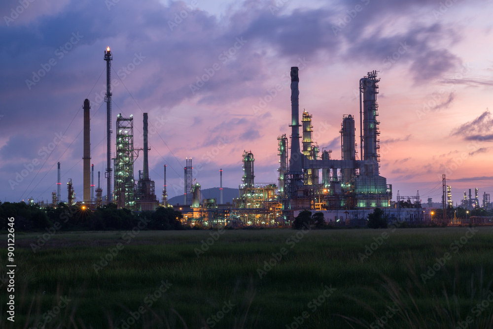 Oil refinery at twilight