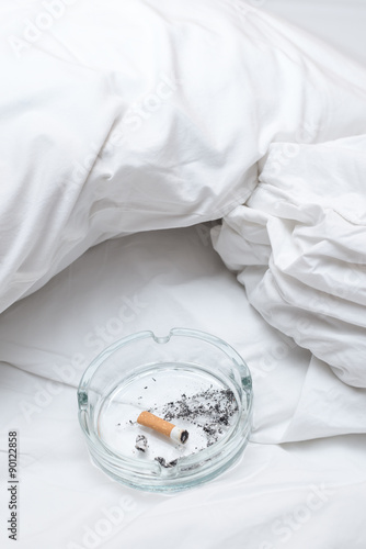 Ashtray on bed