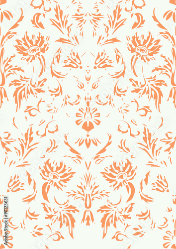 Seamless floral damask background vector