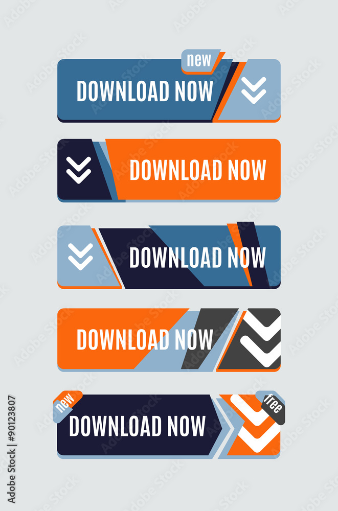 Obraz premium Colorful download web button. Modern flat design.