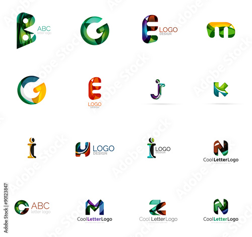 Set of colorful abstract letter corporate logos created with