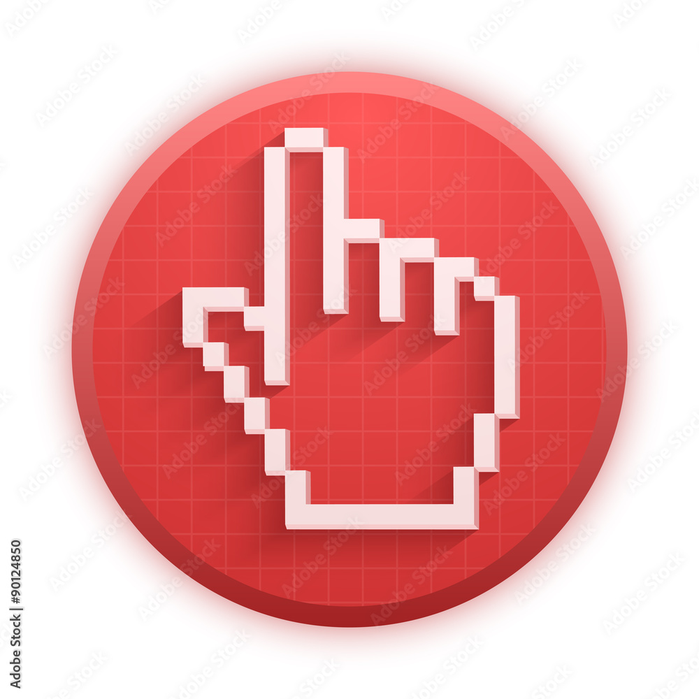 Pixel cursor round icon click mouse hand Pixel cursor round icon click mouse hand